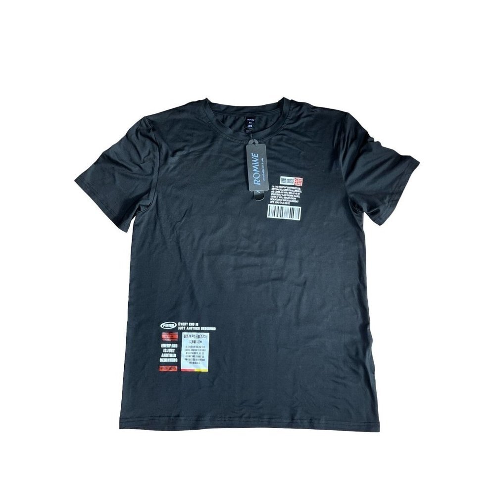 Trust Yourself Romwe Mens Logo T-shirt Size M in Black